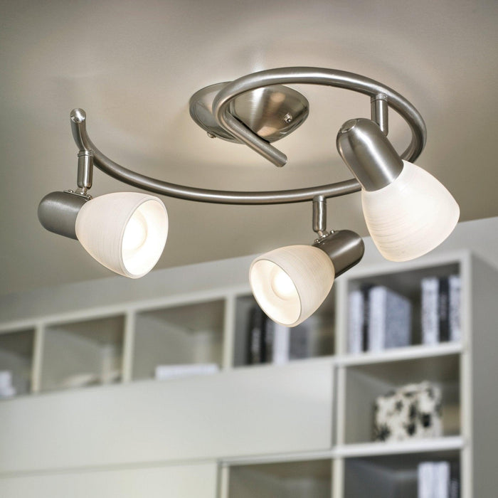 eglo dakar 1 nickel white glass 3 light spotlight
