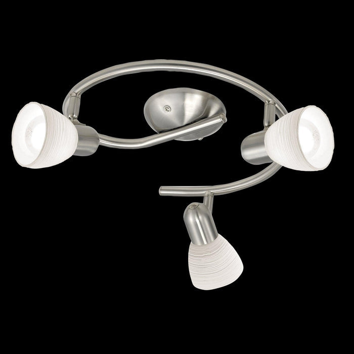 eglo dakar 1 nickel white glass 3 light spotlight living room image