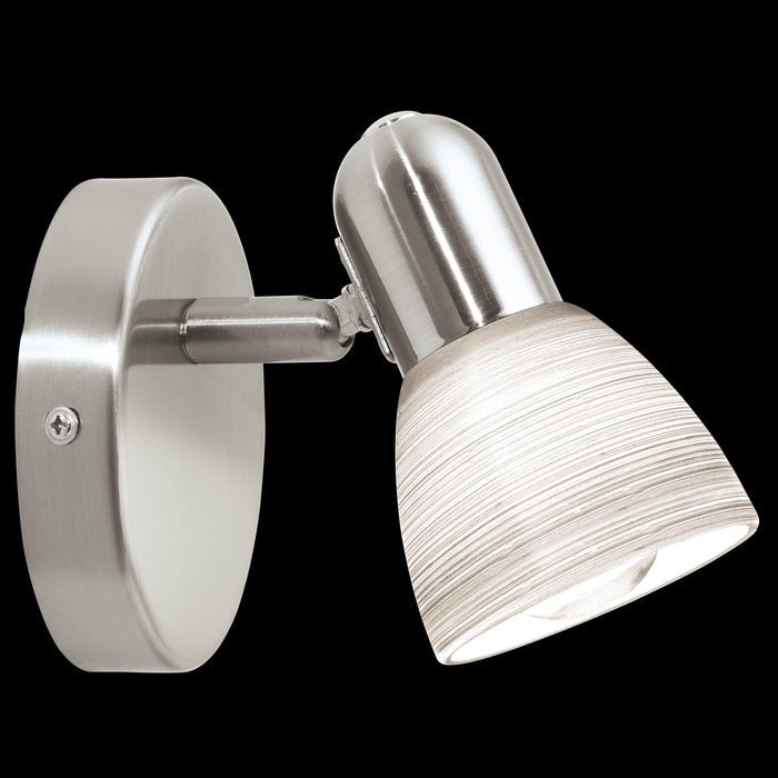 eglo dakar 1 nickel white glass wall spotlight