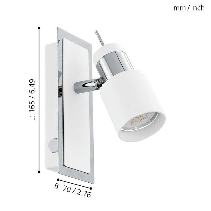 eglo davida chrome white wall spotlight living room image