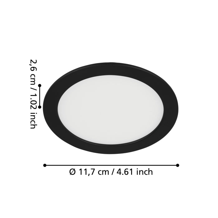 Eglo Fueva 5 Black LED Recessed Ceiling Light - 11.7cm — close-up detail