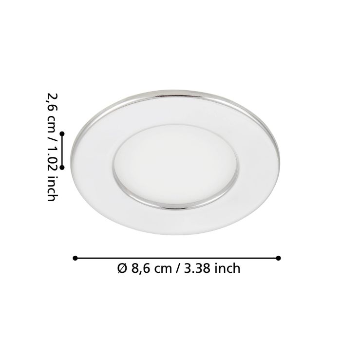 Eglo Fueva 5 Chrome LED Recessed Ceiling Light - 8.6cm — rear view