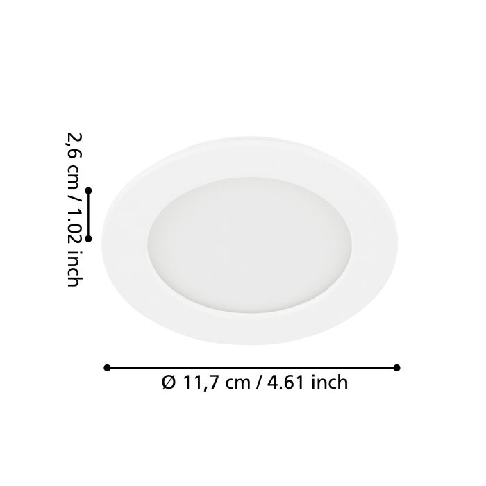 Eglo Fueva 5 LED Round White Recessed Light - 11.7cm — close-up detail