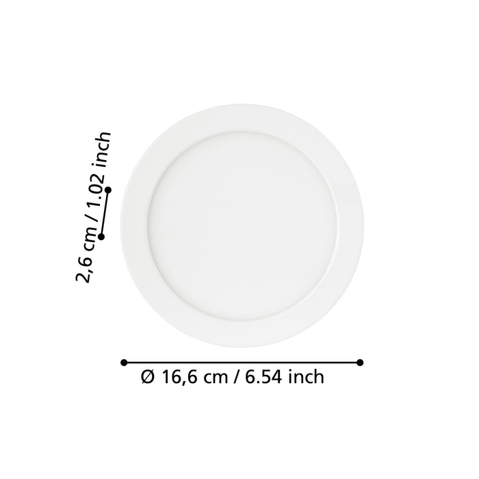 Eglo Fueva 5 LED Round White Recessed Light - 16.6cm — rear view