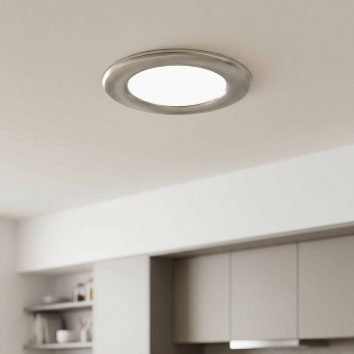 Eglo Fueva 5 Nickel Cool White LED Recessed Light - 11.7cm by Eglo Lighting — suits kitchens, living rooms & bedrooms
