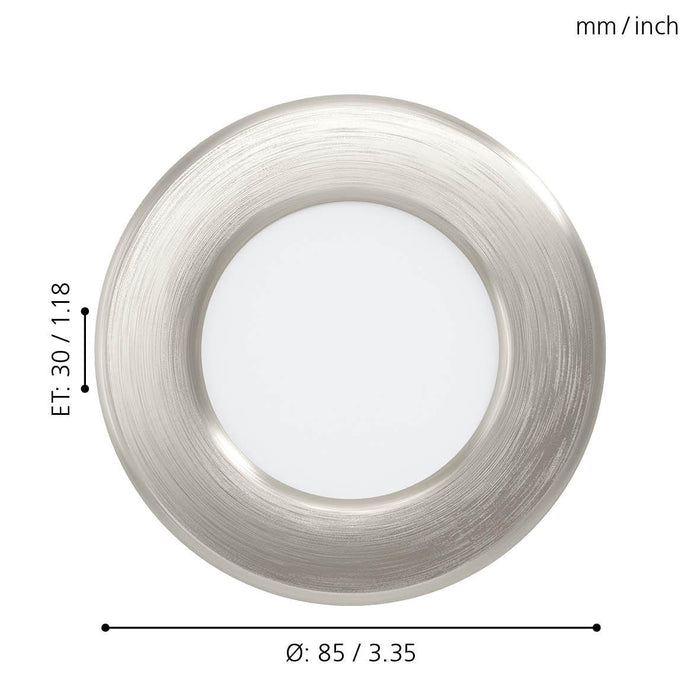 eglo fueva 5 nickel led recessed ceiling light 8 6cm living room close up