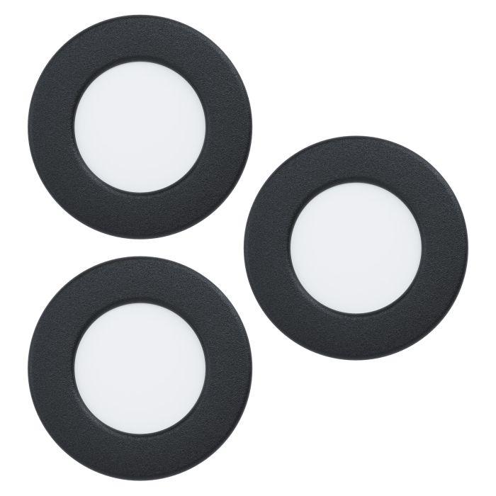 eglo fueva 5 set of 3 led black recessed ceiling lights living room image