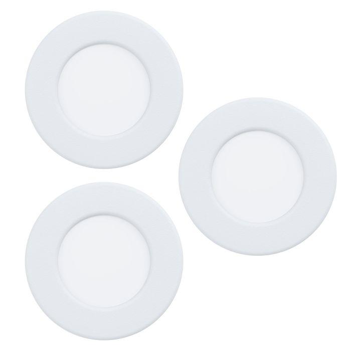 eglo fueva 5 set of 3 led white recessed ceiling lights living room image