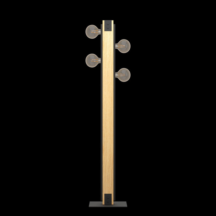 eglo layham 4 light black wooden floor lamp living room close up