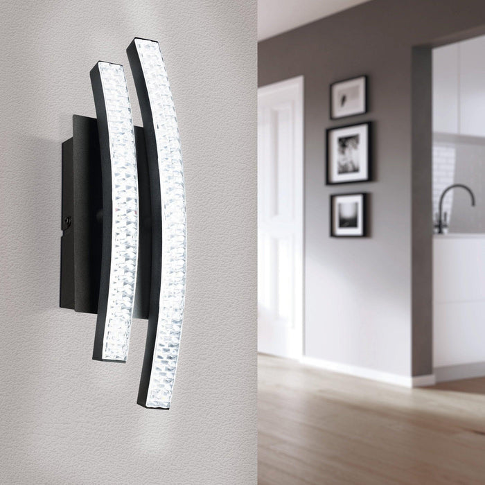 eglo lejias led black plastic crystal wall light