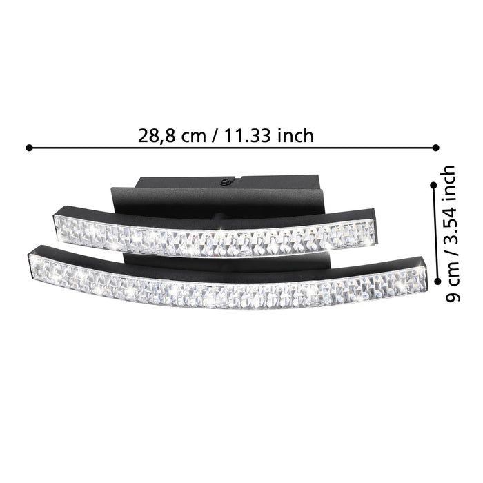 eglo lejias led black plastic crystal wall light kitchen lighting