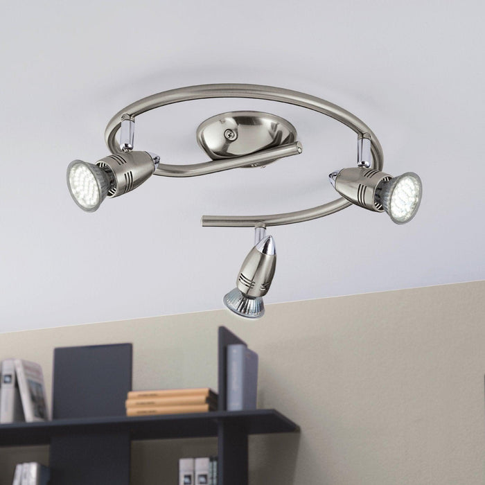 eglo magnum led nickel 3 light spotlight