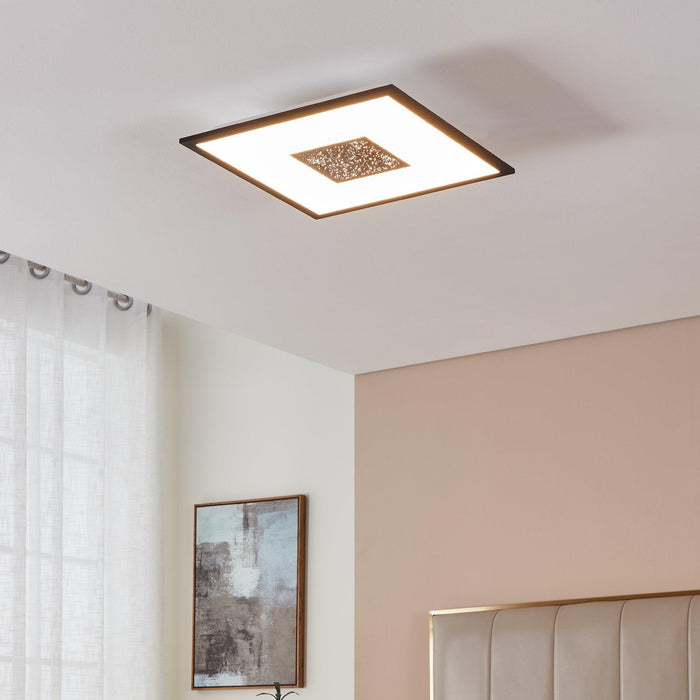 eglo marmorata led square black white ceiling flush