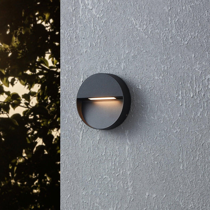 eglo maruggio grey led circular outdoor wall light ip65