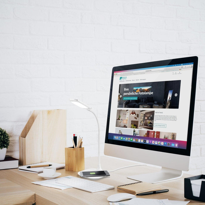 eglo masserie white led touch desk lamp qi charger