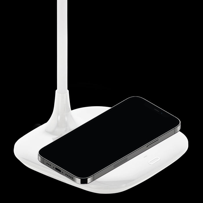 eglo masserie white led touch desk lamp qi charger living room close up