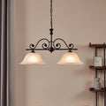 eglo murcia 2 light white alabaster black metal chain pendant