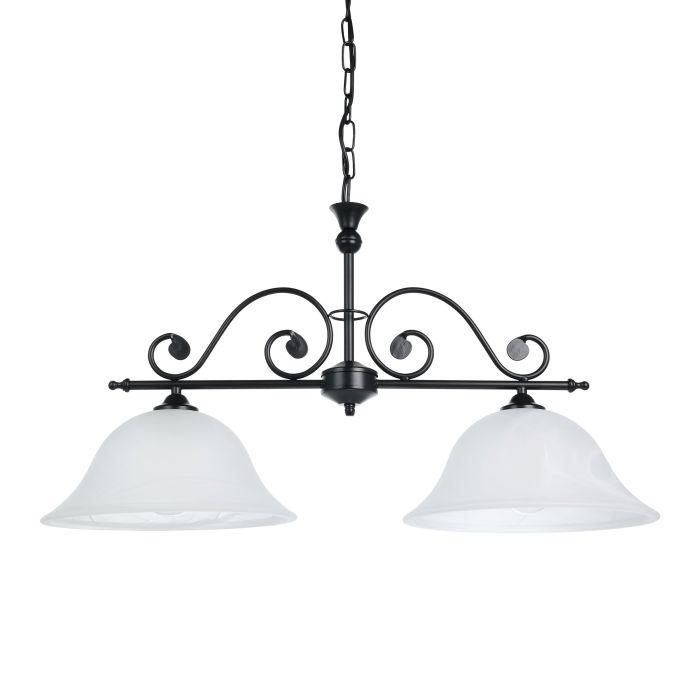 eglo murcia 2 light white alabaster black metal chain pendant kitchen lighting