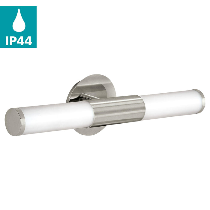 eglo palmera ip44 nickel white glass bathroom wall light living room close up