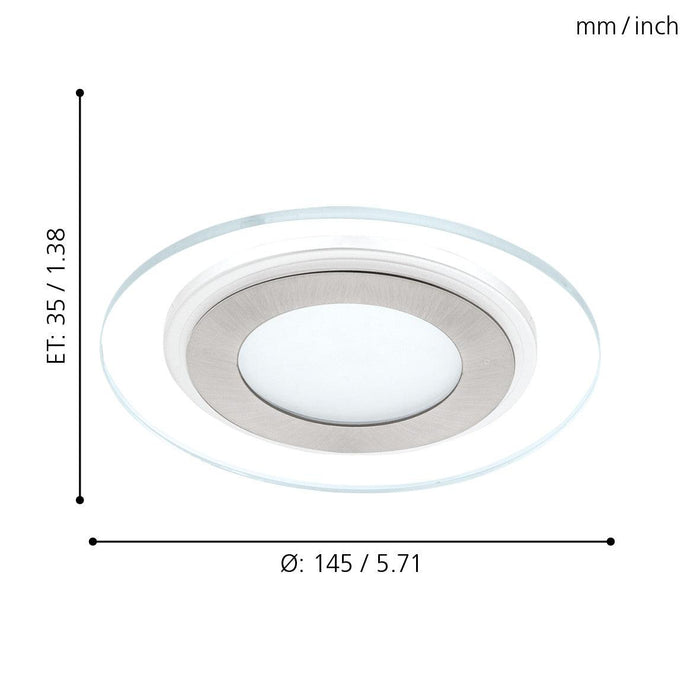 eglo pineda 1 led nickel glass recessed downlight Kitchen Lighting Close Up