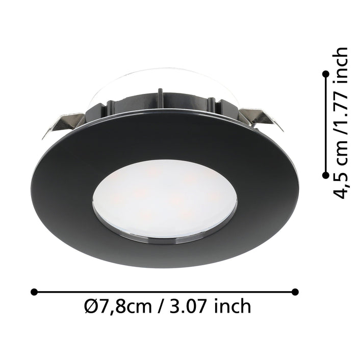 eglo pineda black led recessed ceiling spot light 7 8cm living room close up