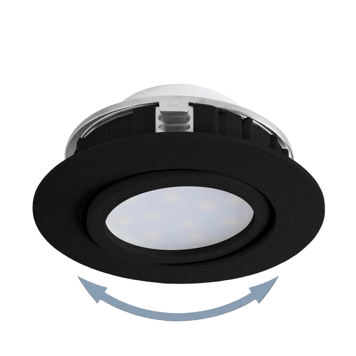 eglo pineda black led recessed ceiling spot light 8 4cm living room close up