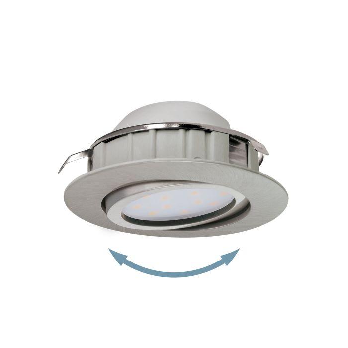 eglo pineda set of 3 led nickel recessed downlights 8 4cm living room close up