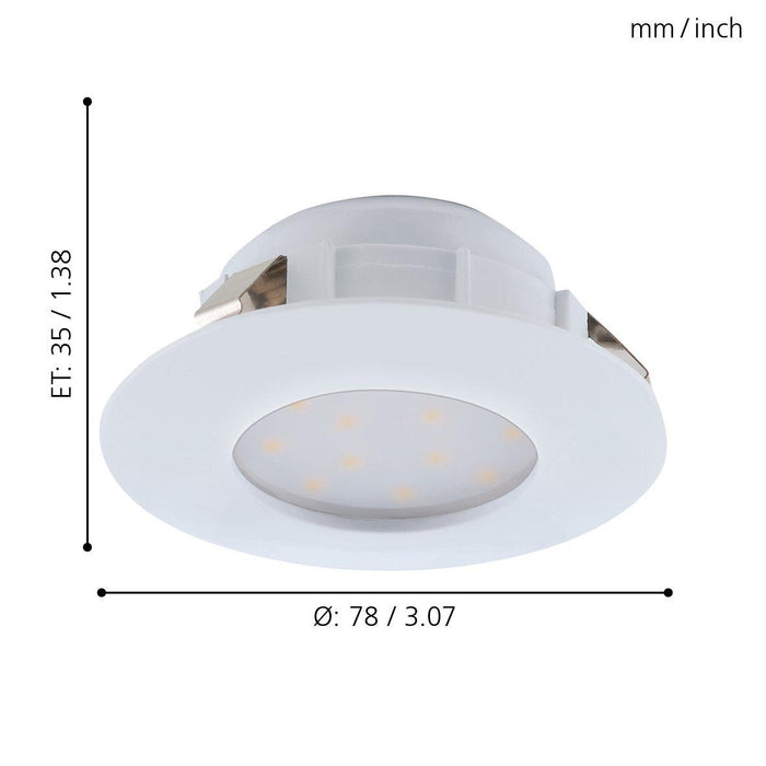eglo pineda set of 3 white led recessed downlights living room close up
