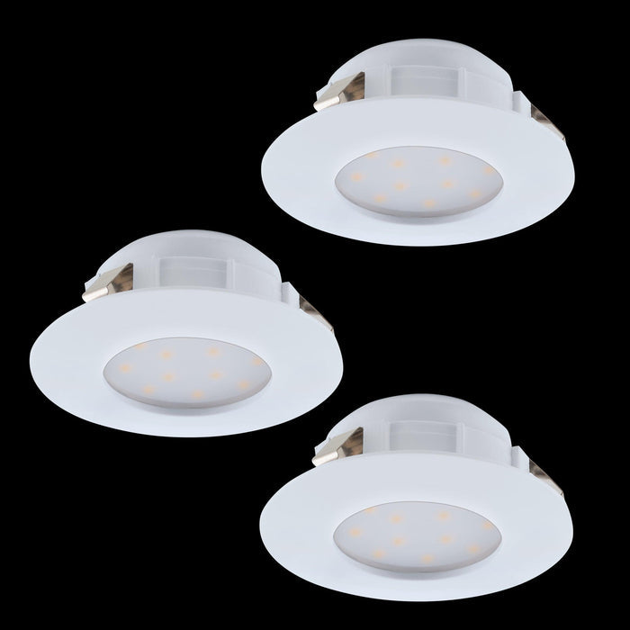eglo pineda set of 3 white led recessed downlights