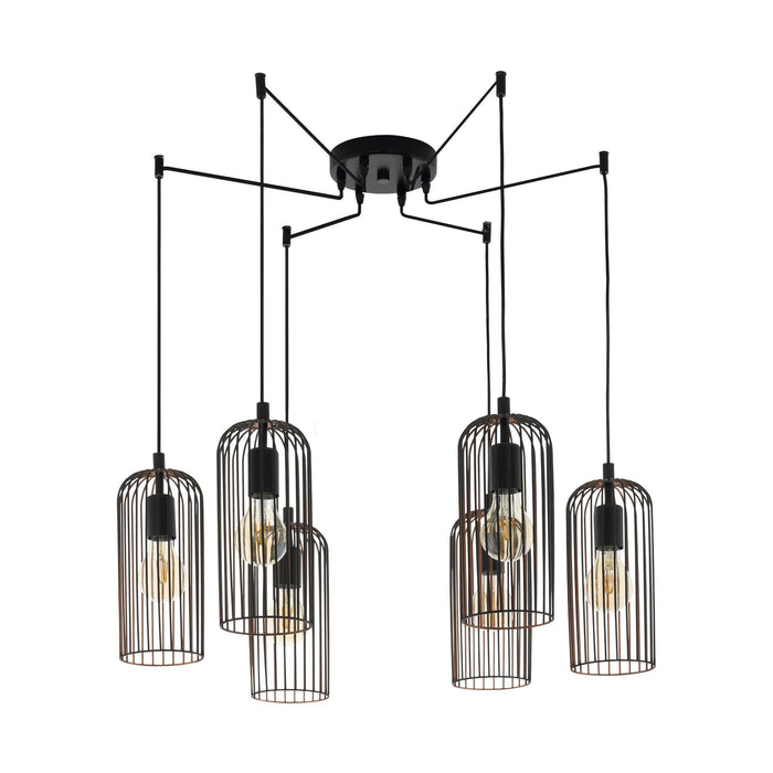 eglo roccamena 6 light black copper wire ceiling pendant
