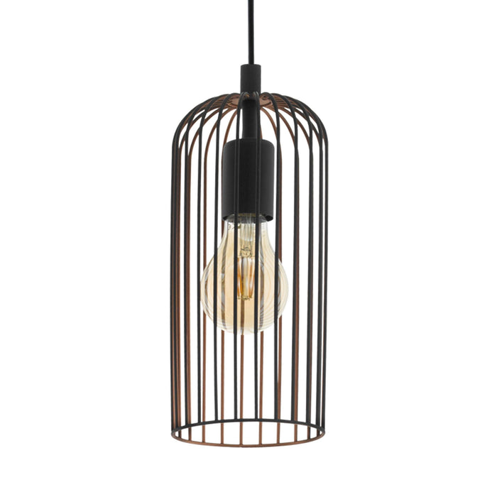 eglo roccamena 6 light black copper wire ceiling pendant living room close up