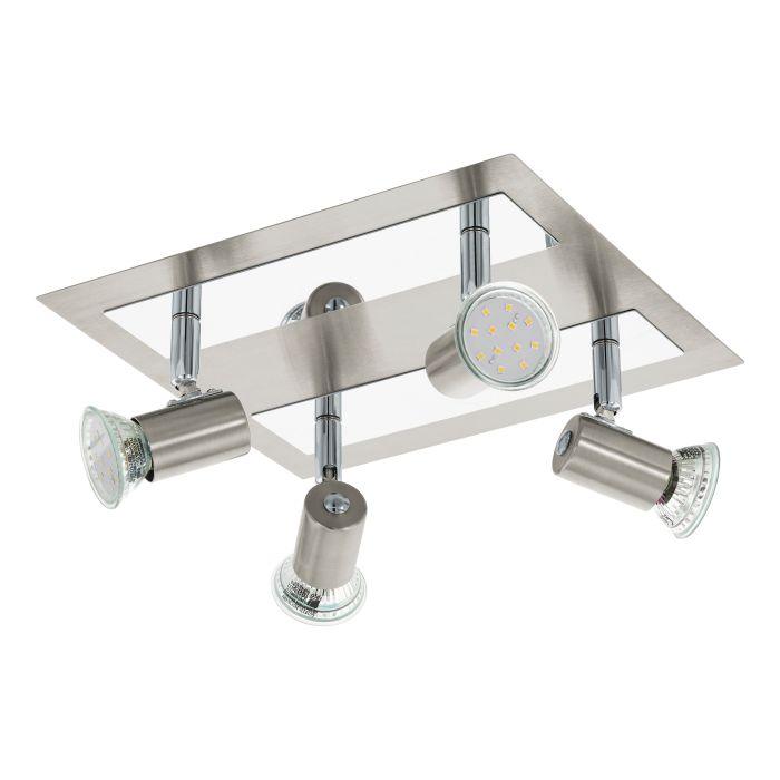eglo rottelo nickel chrome 4 light plate spotlight