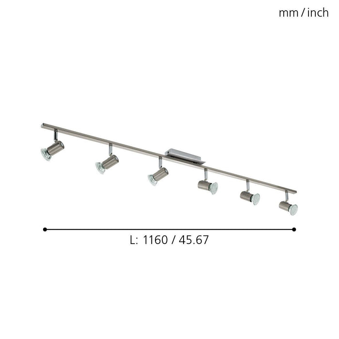 eglo rottelo nickel chrome 6 light bar spotlight living room image