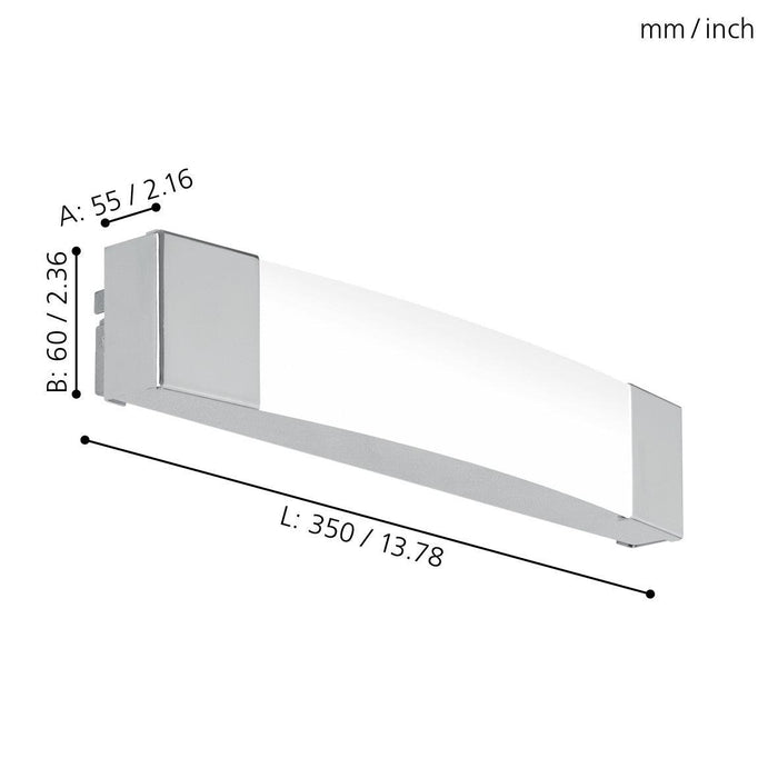 eglo siderno ip44 chrome led bathroom wall mirror light 35cm kitchen lighting
