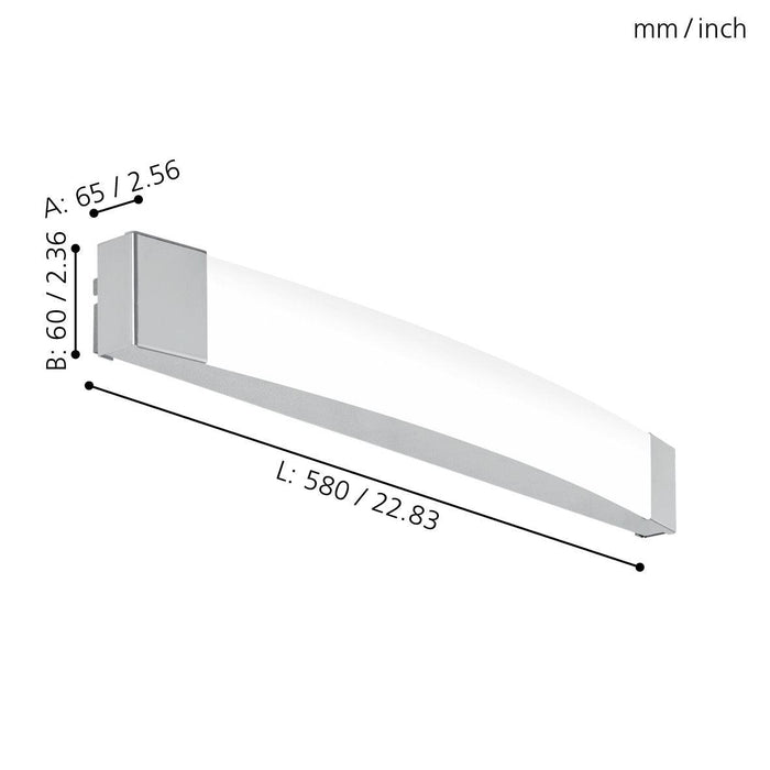 eglo siderno ip44 chrome led bathroom wall mirror light 58cm kitchen lighting