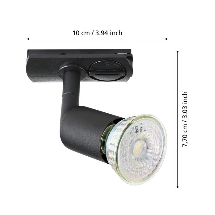 eglo tb buzz black track light system spotlight living room close up