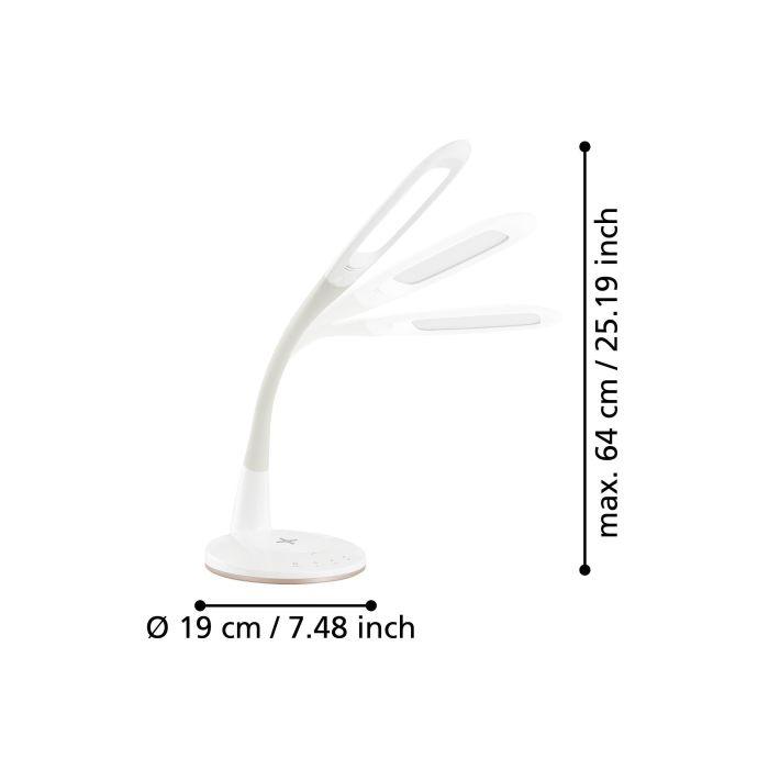 Eglo Trunca White LED Flexible Touch Desk Lamp — rear view