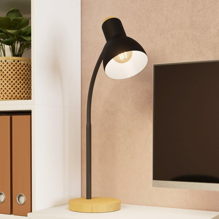 eglo veradal black metal wood table lamp