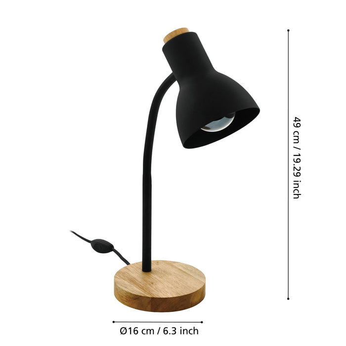 eglo veradal black metal wood table lamp Kitchen Lighting Close Up