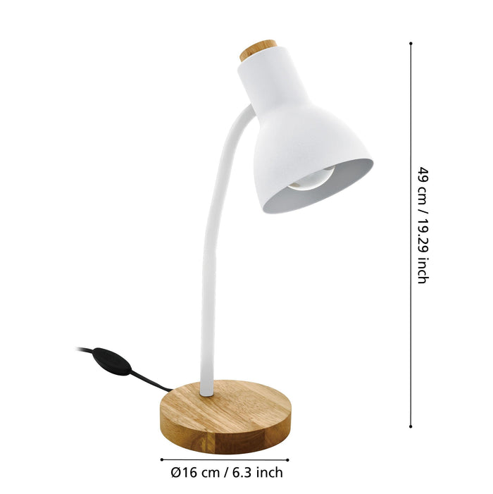 eglo veradal white metal wood table lamp living room close up