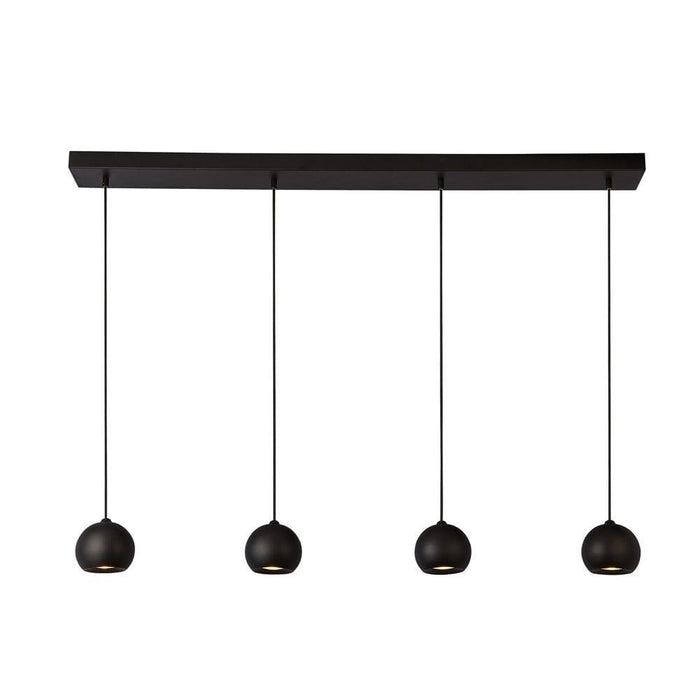 Eindhoven 4 Light Matt Black Bar Ceiling Pendant Searchlight-Ceiling Pendant Lights-1-Tiffany Lighting Direct