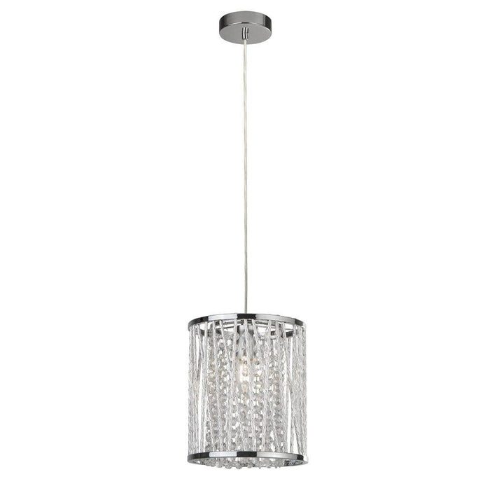 Elise 1 Light Chrome & Crystal Drops Ceiling Pendant-Ceiling Pendant Lights-1-Tiffany Lighting Direct