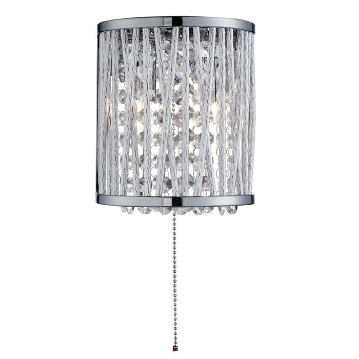 elise 2 light chrome crystal buttons wall light pull switch