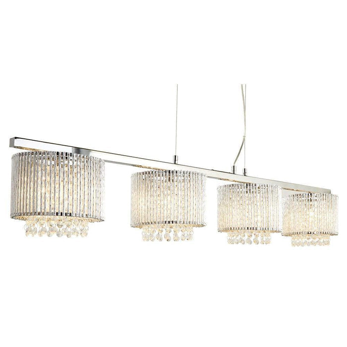 Elise I 4 Light Chrome & Crystal Bar Pendant Ceiling Light-Ceiling Pendant Lights-1-Tiffany Lighting Direct