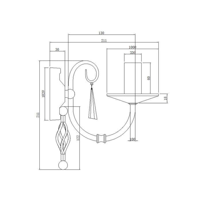Elstead Aegean Aged Brass 1 Light Wall Light — close-up detail