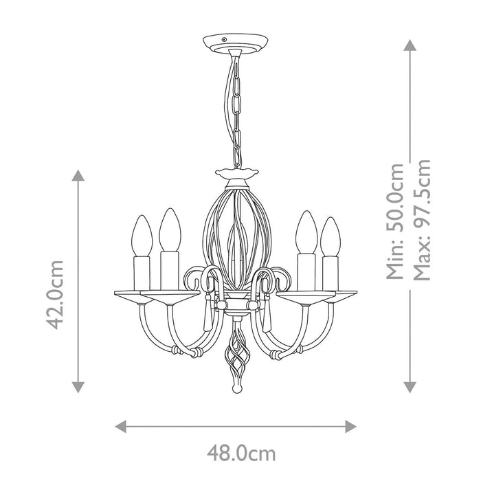 Elstead Aegean Aged Brass 5 Light Chandelier — rear view