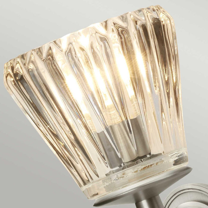 elstead agatha 2 light brushed nickel bathroom wall light Close Up