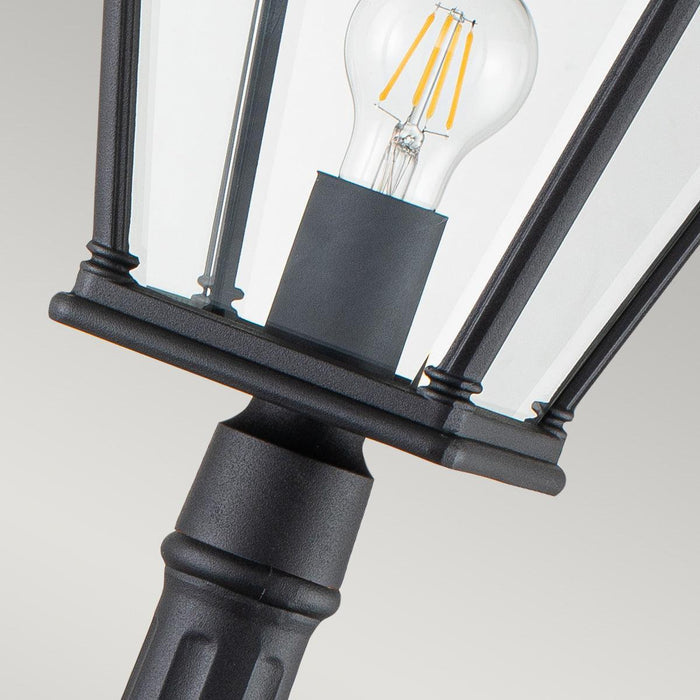 elstead bayview black medium outdoor pillar lantern Detailed Close Up