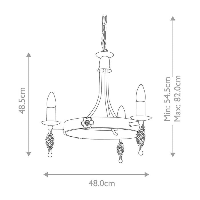 Elstead Belfry 3 Light Black Chandelier Ceiling Light — rear view