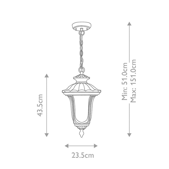 Elstead Chicago 1 Light Small Black Outdoor Chain Lantern — alternate view